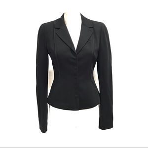 Elie Tahari Linen Fitted Long Sleeve Blazer Black